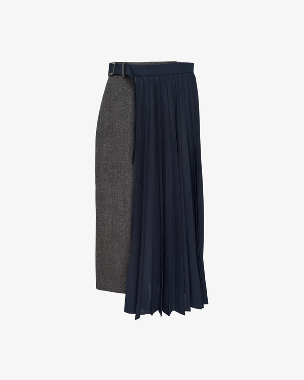SACAI - Women's Double-Faced Herringbone X Suiting Skirt - (Brown)