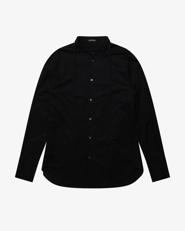 ANN DEMEULEMEESTER - Men's Elgar Standard Shirt With Raw Edges Collar And Ribbon Detail - (Black)