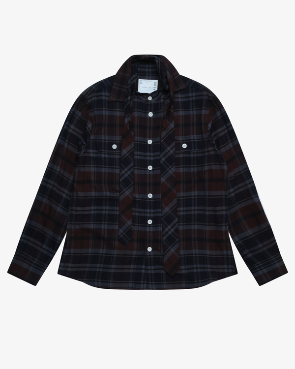 SACAI - Men's Plaid Flannel Shirt - (Brown)