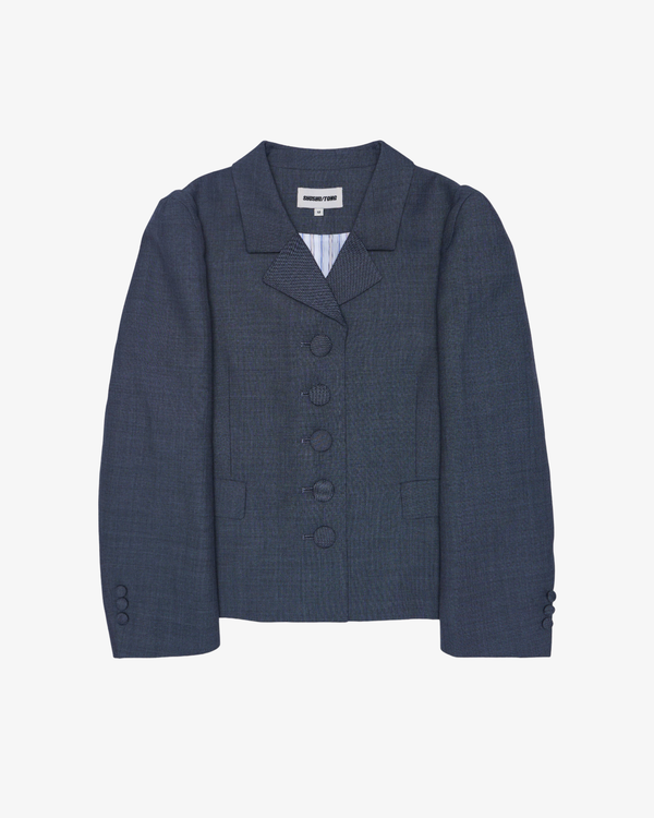 SHUSHU/TONG - Women's Lapel Short Jacket - (Grey Gr100)