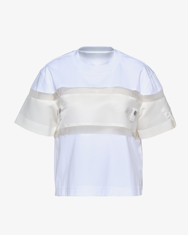 SACAI - Women's Nylon Twill Mix Cotton Jersey T-Shirt - (White101)