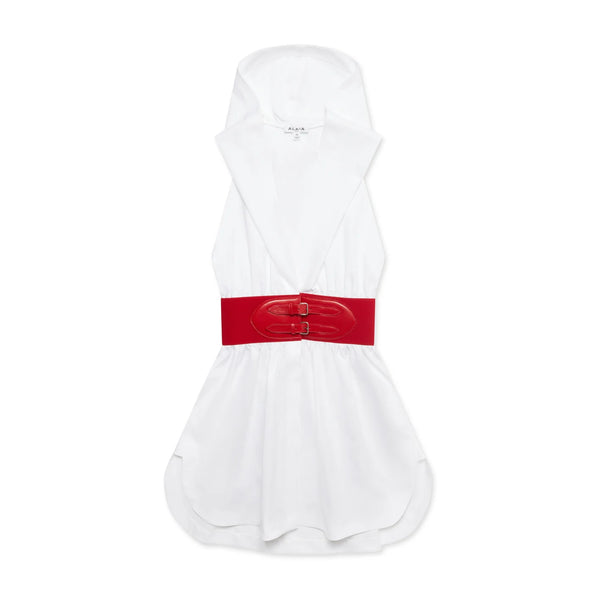 ALAÏA  - Women's Belted Hooded Dress - (White)