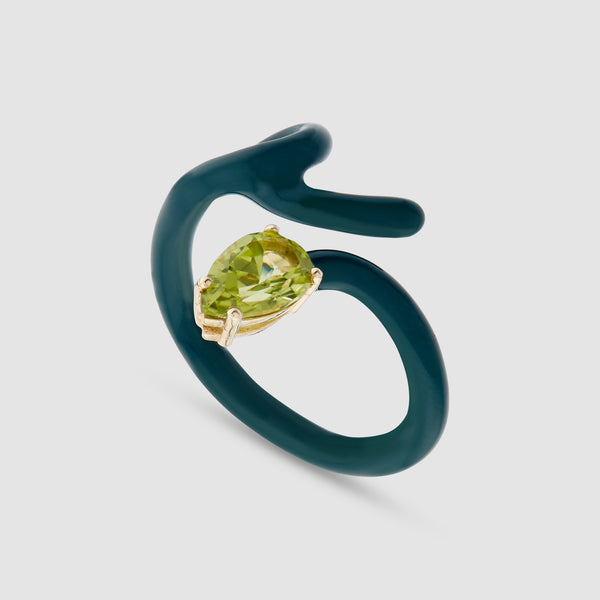 Bea Bongiasca_BEA BONGIASCA - Baby Vine Tendril Ring - (Teal)_RINGS