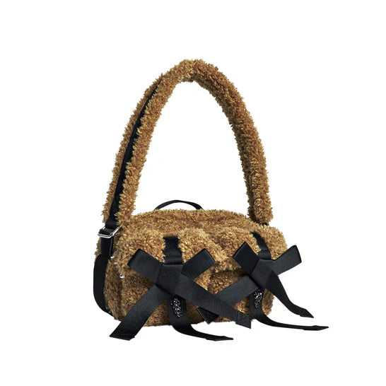 SIMONE ROCHA - Women's Faux Fur Classic Bow Crossbody Bag - (Brown)