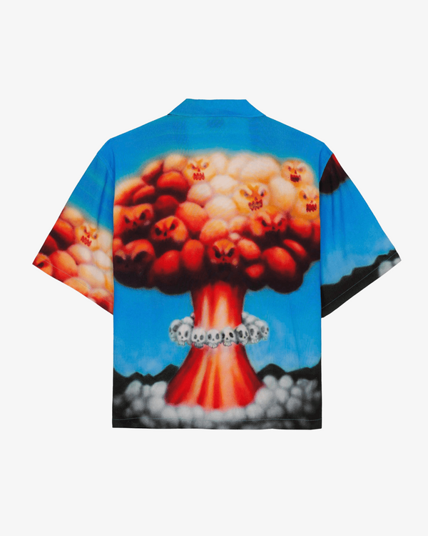 Brain Dead_BRAIN DEAD - Men's Explosion Short Sleeve Button Down Shirt - (Blue)_SHIRTS