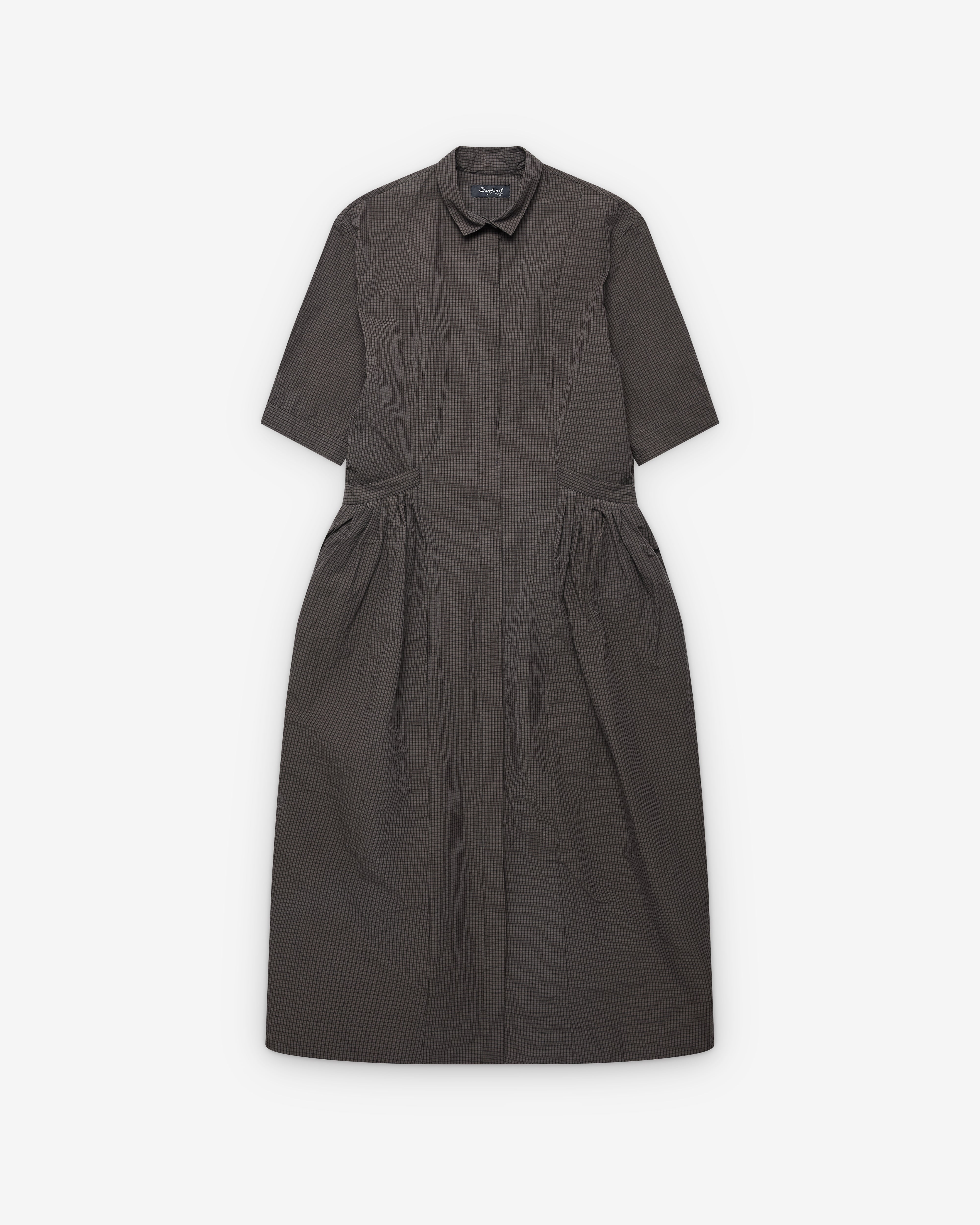 BERGFABEL: Women's Sally Dress (Grey Check) | DSMS E-SHOP