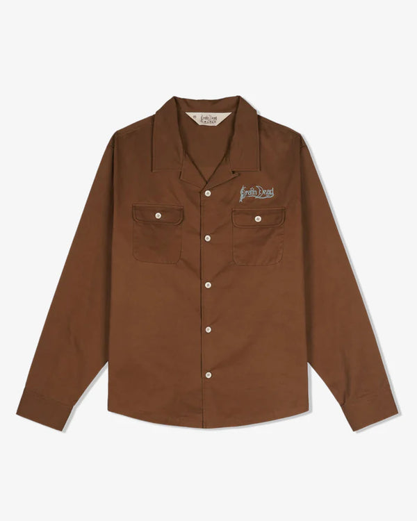 Brain Dead - Men's Poplin Camp Collar Shirt - (Chocolate)