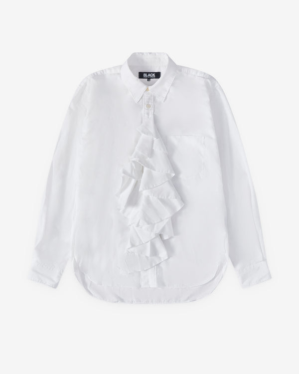 Black Comme des Garçons - Men's Asymmetric Ruffle Shirt - (White)