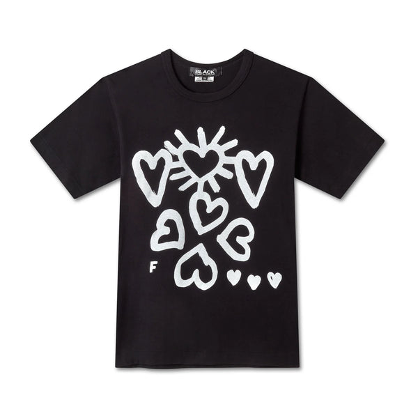 BLACK COMME DES GARÇONS - Filip Pagowski Printed Multi Hearts T-Shirt - (Black)