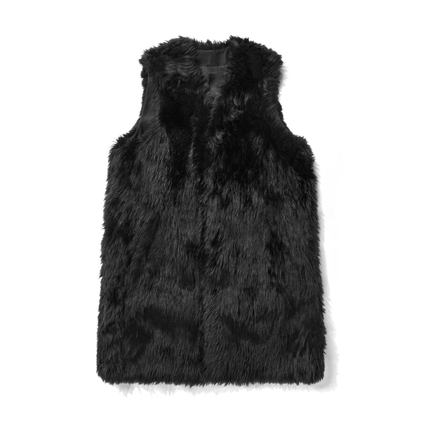 BLACK Comme des Garçons - Faux Fur Long Sleeveless Vest - (Black)