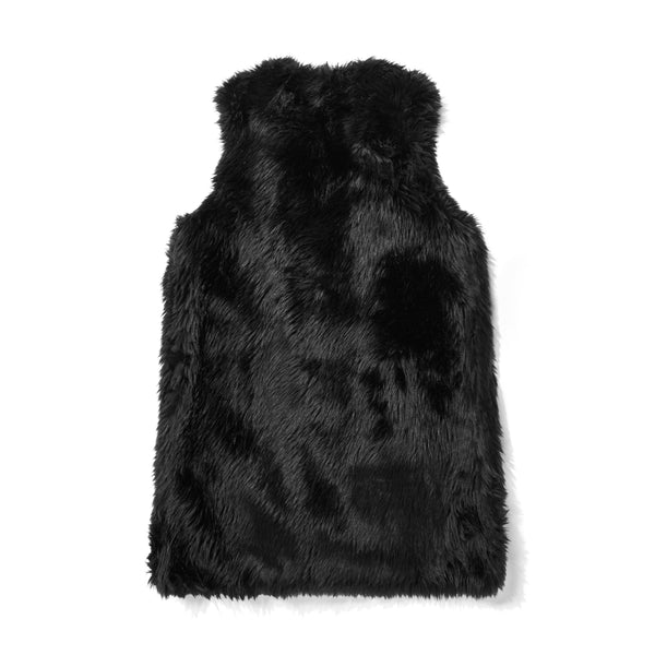 CDG Black Collection_BLACK Comme des Garçons - Faux Fur Long Sleeveless Vest - (Black)_VESTS
