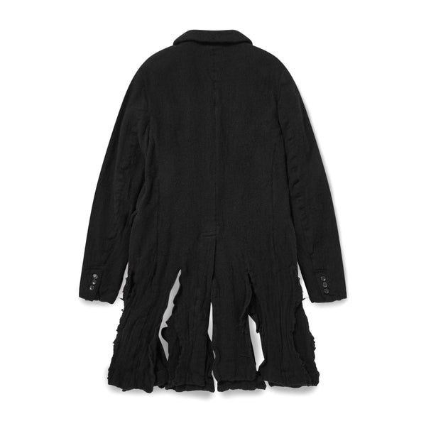 CDG Black Collection_Black Comme Des Garçons - Long Boiled Wool Jacket - (Black)_JACKETS
