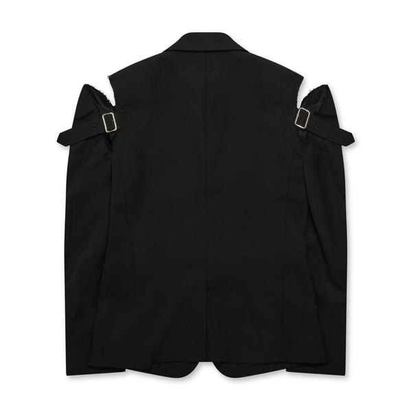 CDG Black Collection_Black Comme Des Garçons - Shoulder Buckle Detail Jacket - (Black)_JACKETS