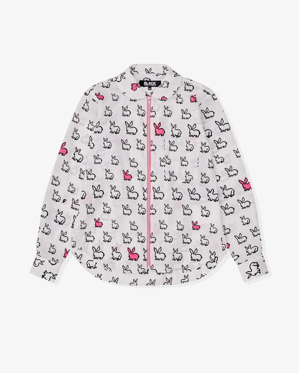 Black Comme des Garçons - Filip Pagowski Rabbit Print Zip Shirt - (White)