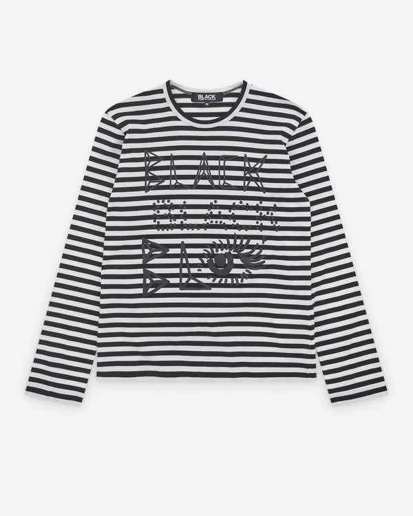 Black Comme des Garçons - Men's Stripe Long Sleeve T-Shirt- (Black)