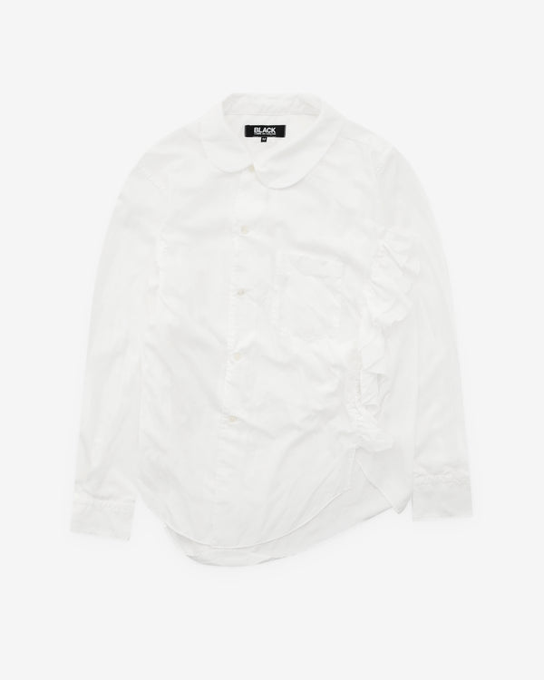 Black Comme des Garçons - Men's Asymmetric Ruffle Shirt - (White)