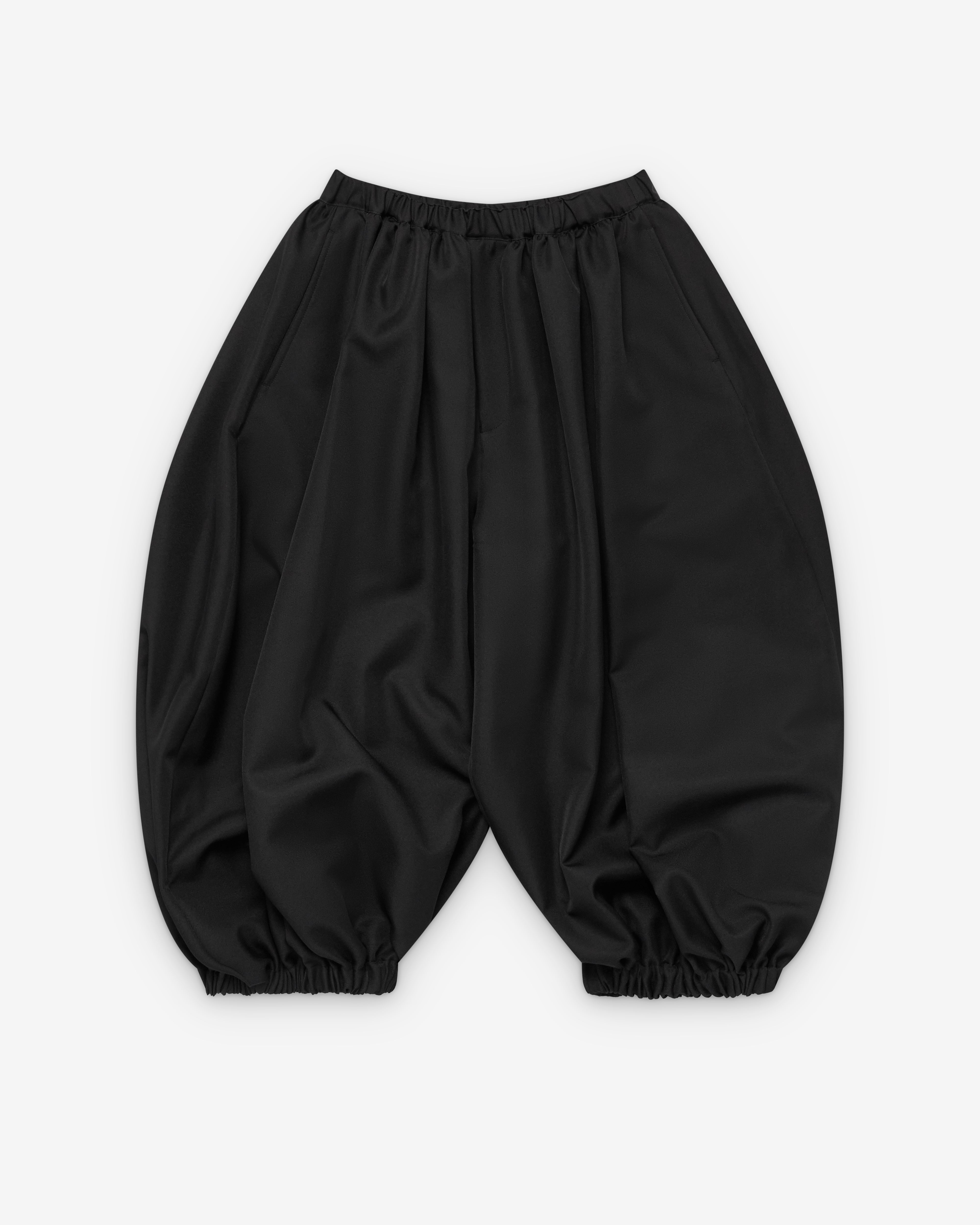 Black Comme des Garçons: Men's Balloon Ruched Pants (Black) | DSMS