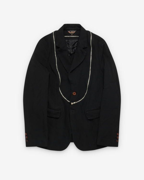CDG Black Collection_Black Comme des Garçons - Men's Collar Detail Blazer - (Black)_JACKETS