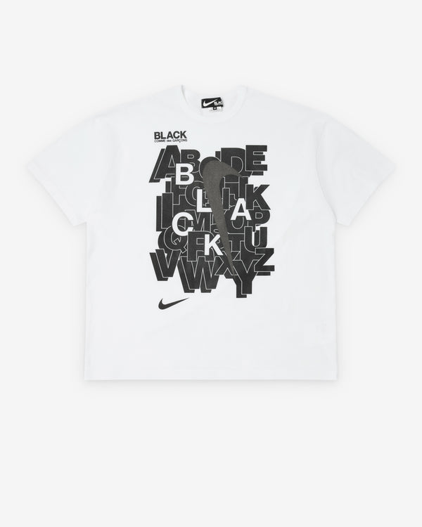 CDG Black Collection_Black Comme des Garçons - Men's Vertical Swoosh T-Shirt - (White)_TEES