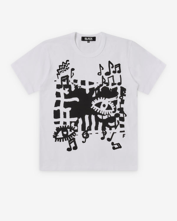 Black Comme des Garçons - Men's Music Print T-Shirt - (White)