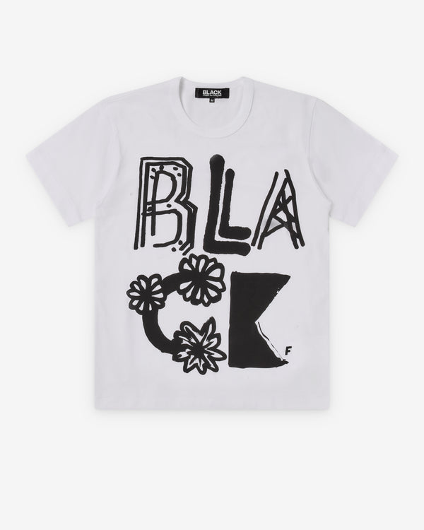 Black Comme des Garçons - Men's Black Flower T-Shirt - (White)