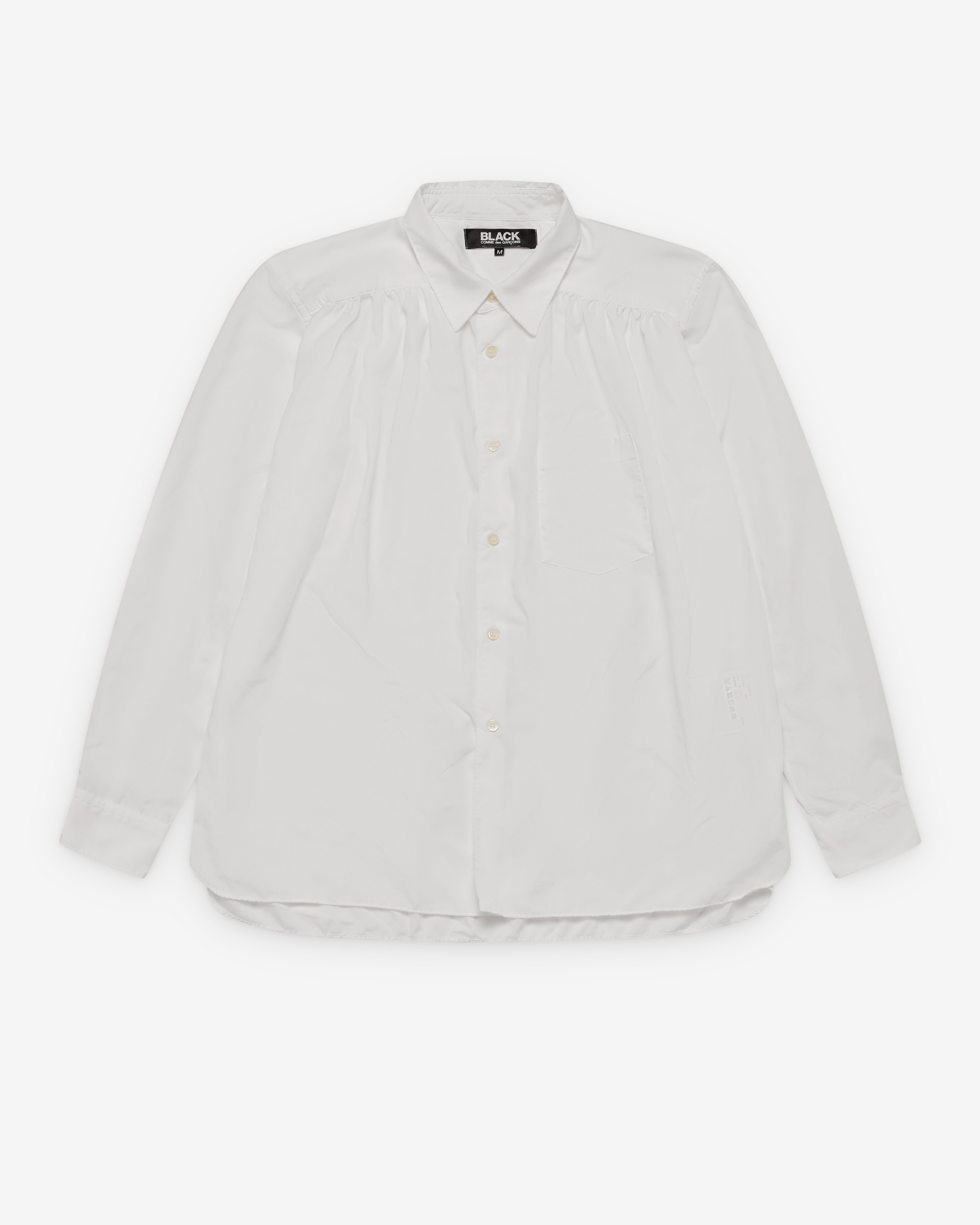 BLACK COMME des GARÇONS フロントプリーツ シャツ Black Comme des Garçons: Men's Pleated L/S Shirt (White) | DSMS E-SHOP