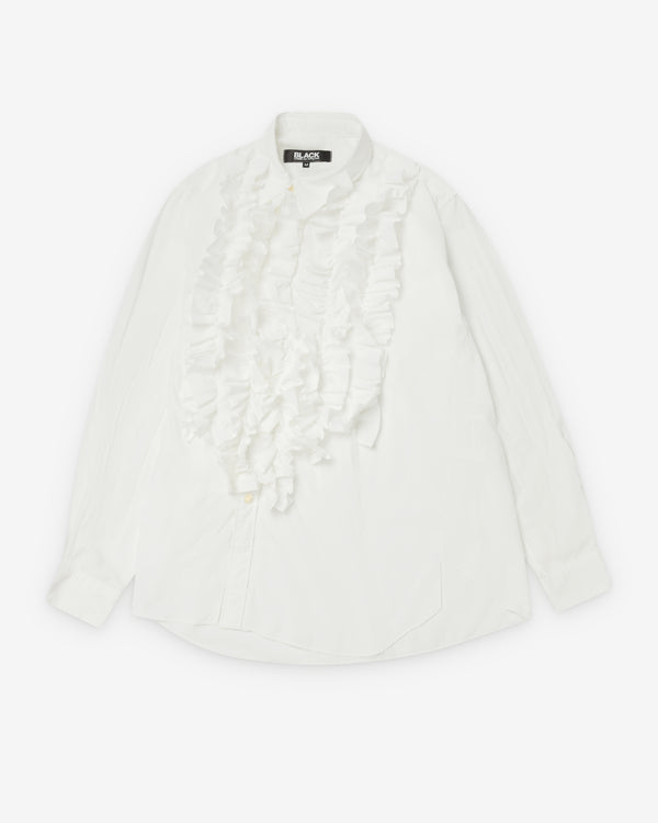 CDG Black Collection_Black Comme des Garçons - Men's Ruffle Collar Long Sleeve Shirt - (White)_SHIRTS