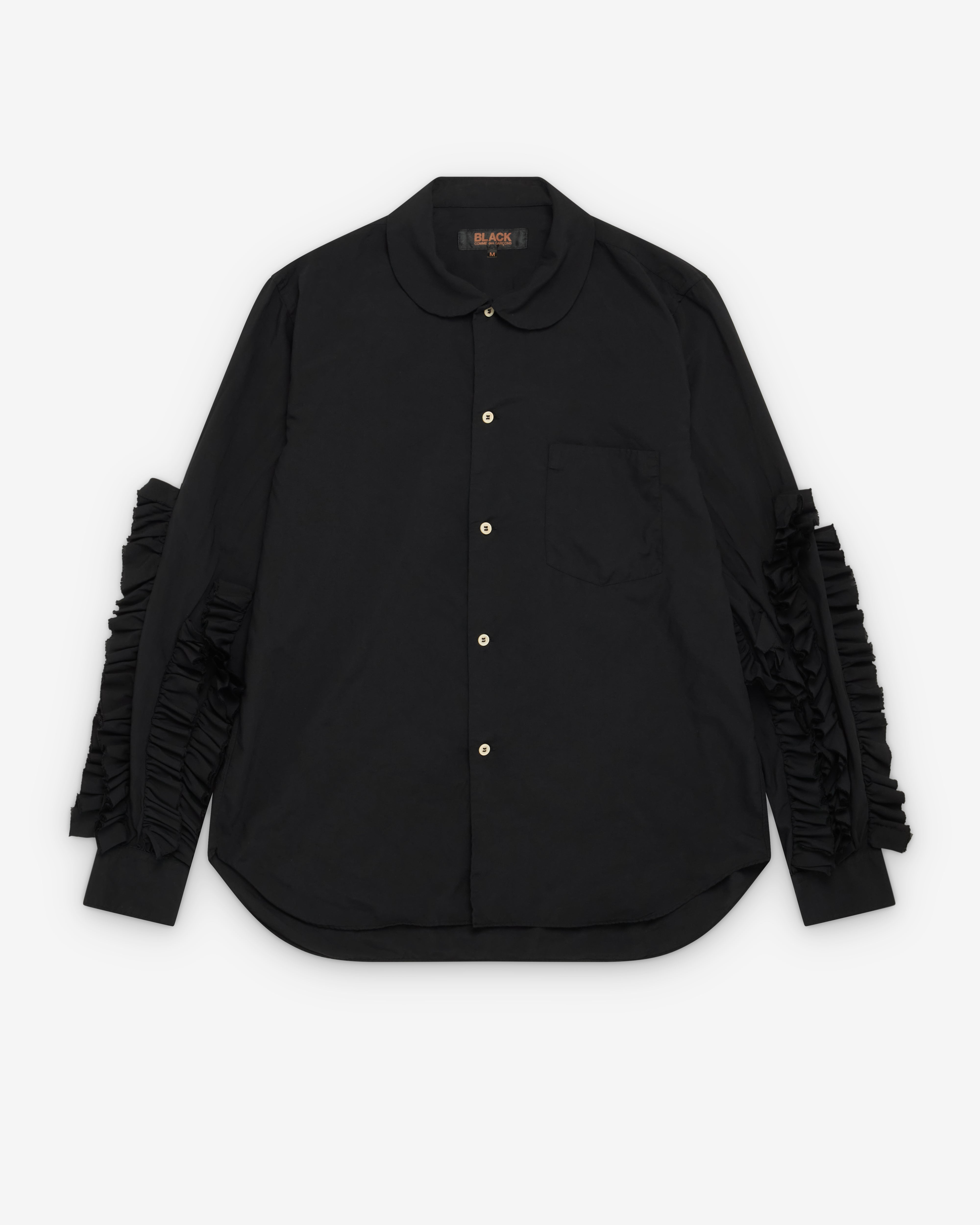 Black Comme des Garçons: Men's Ruffle Sleeve Long Sleeve Shirt