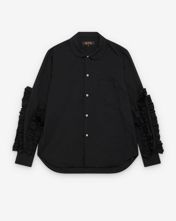 CDG Black Collection_Black Comme des Garçons - Men's Ruffle Sleeve Long Sleeve Shirt - (Black)_SHIRTS