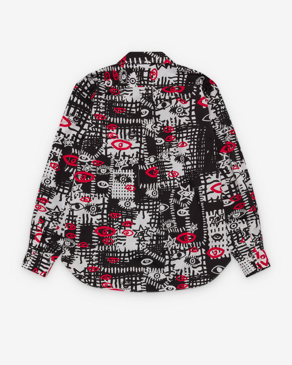 CDG Black Collection_Black Comme des Garçons - Men's Red Eye Print Long Sleeve Shirt - (Print)_SHIRTS