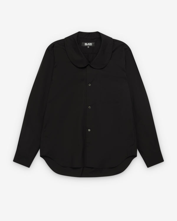 CDG Black Collection_Black Comme des Garçons - Men's Curved Collar Long Sleeve Shirt - (Black)_SHIRTS