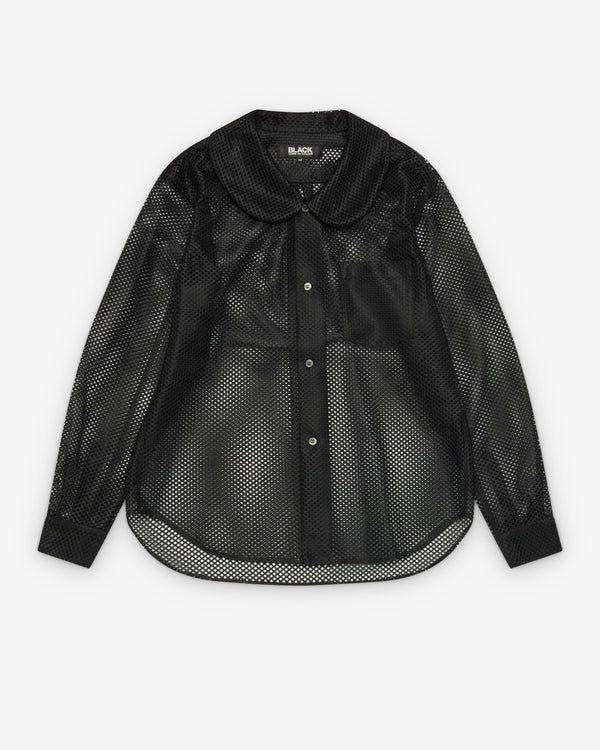 CDG Black Collection_Black Comme des Garçons - Men's Curved Collar Long Sleeve Shirt - (Black)_SHIRTS