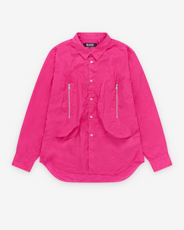 Black Comme des Garçons - Men's Pink Shirt W Chest Zip Detail - (Pink)