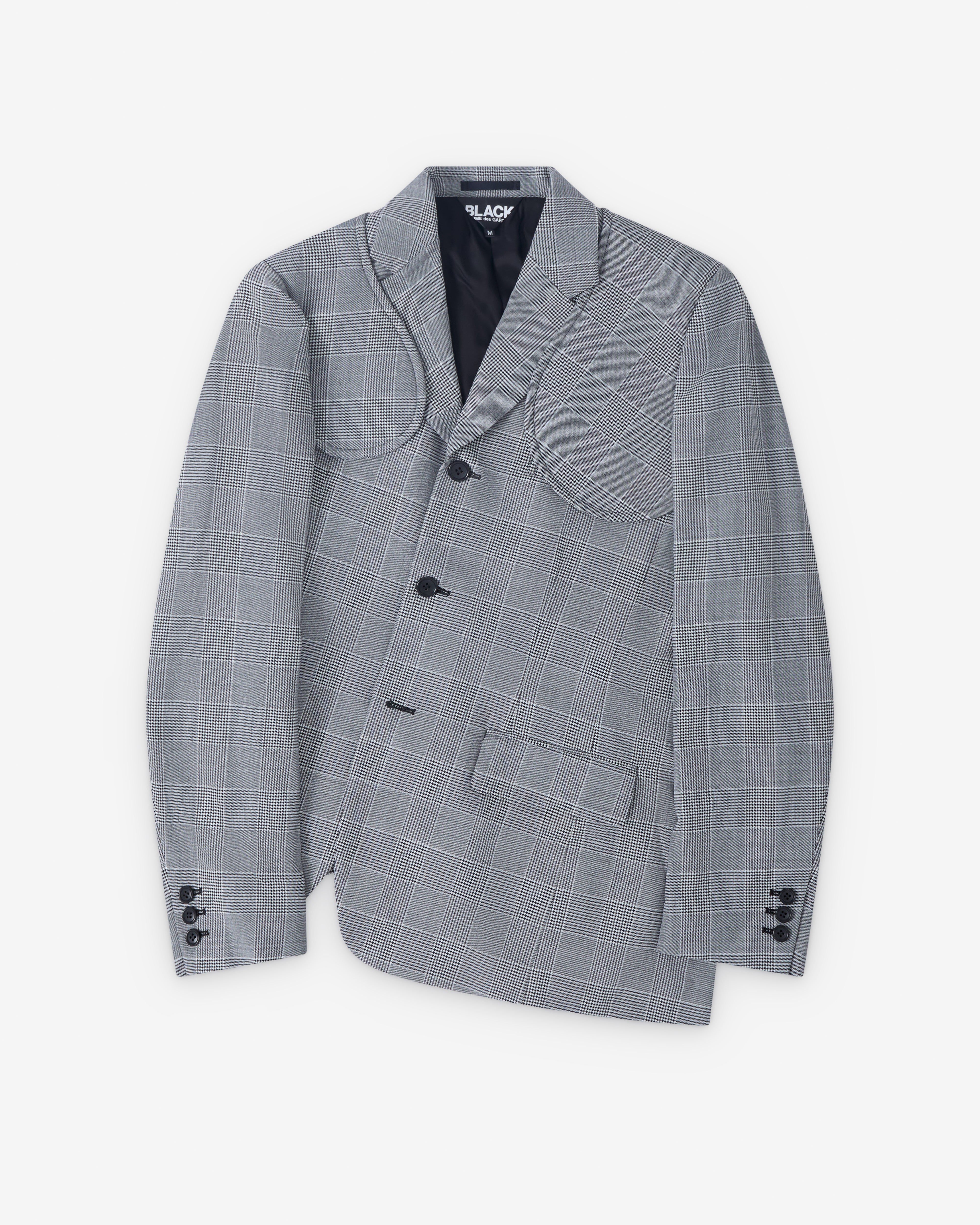 Black Comme des Garçons: Men's Houndstooth Asymmetric Check Blazer