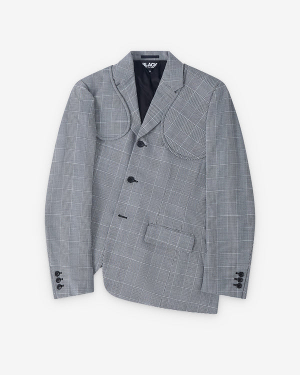Black Comme des Garçons - Men's Houndstooth Asymmetric Check Blazer - (Black/White)