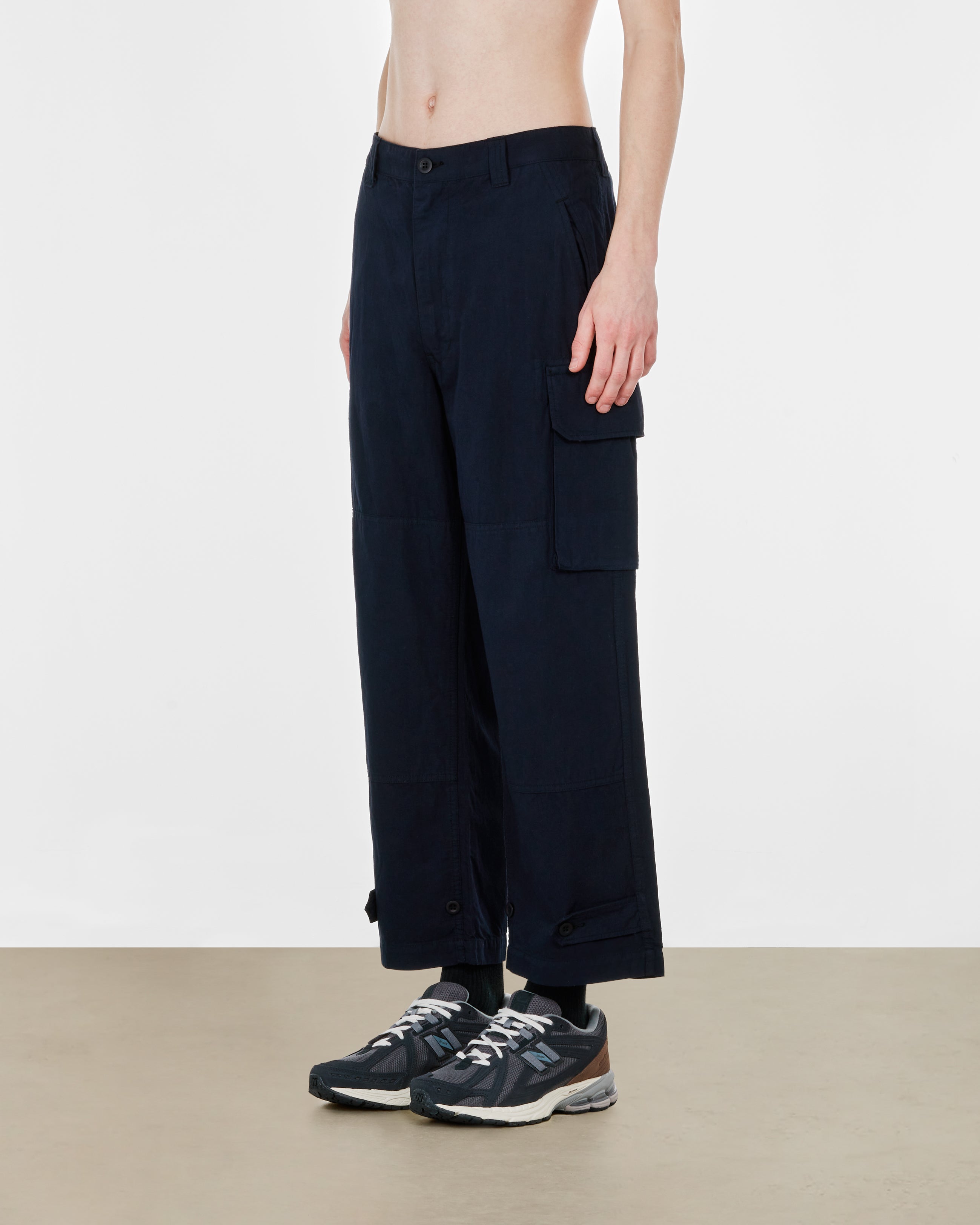 Comme des Garcons Homme Men s Cotton Linen Cargo Pants Navy