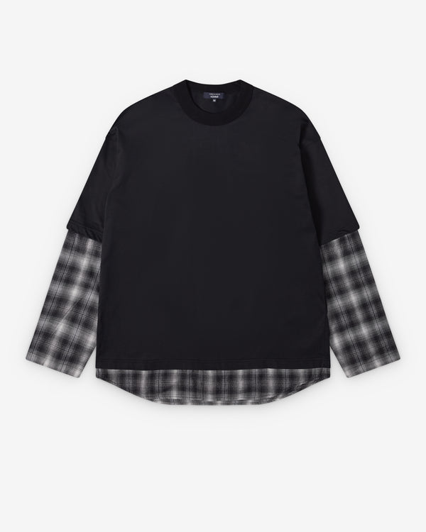 Comme des Garçons Homme - Men's Cotton Jersey Slightly Brushed X Cotton Lyocell Ombre Check - (Black)
