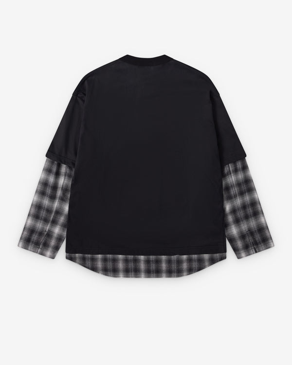 Comme des Garçons Homme - Men's Cotton Jersey Slightly Brushed X Cotton Lyocell Ombre Check - (Black)