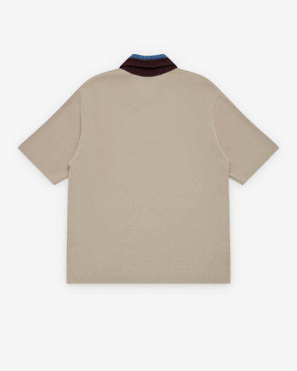 Junya Watanabe Man_Junya Watanabe Man  - Men's Crochet Collar Polo - (Beige)_POLOS