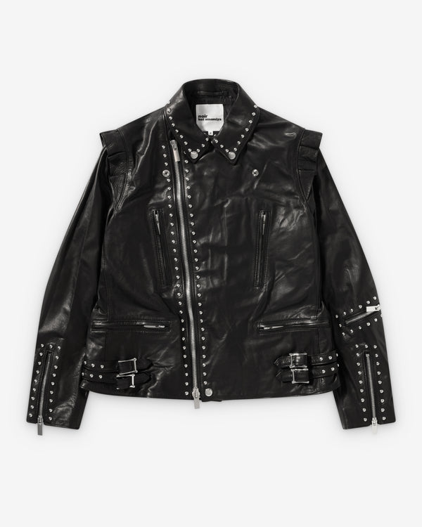 Noir Kei Ninomiya - Women's Leather Studded Biker Jacket - (Black)