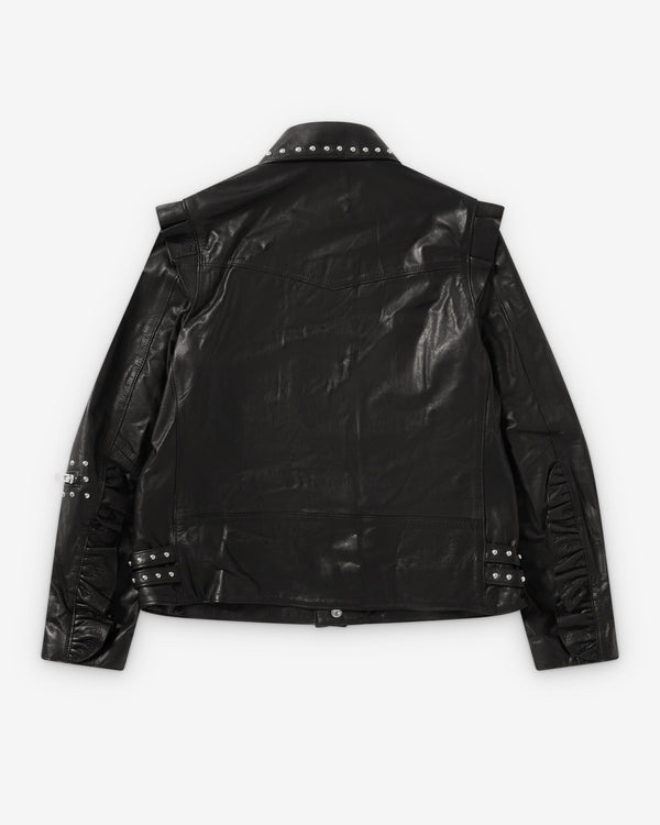 Noir Kei Ninomiya - Women's Leather Studded Biker Jacket - (Black)