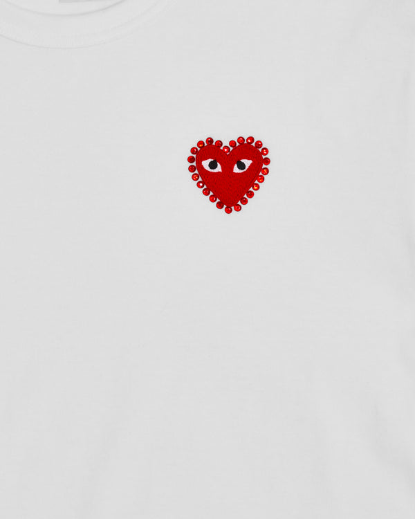 Play - Rhinestone Heart T-Shirt - (White/Red)