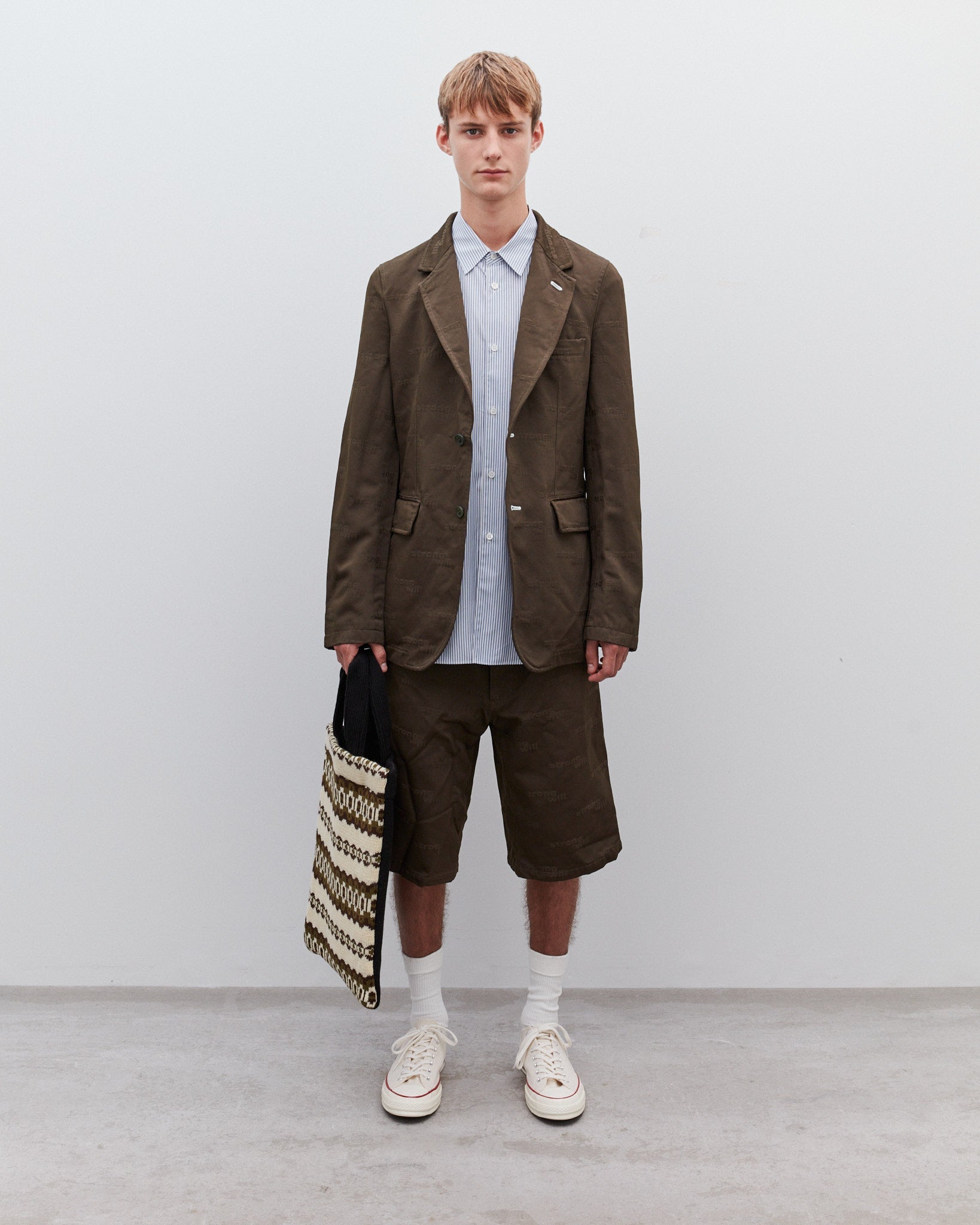 CDG Shirt Men s Strong Will Printed Jacket Khaki