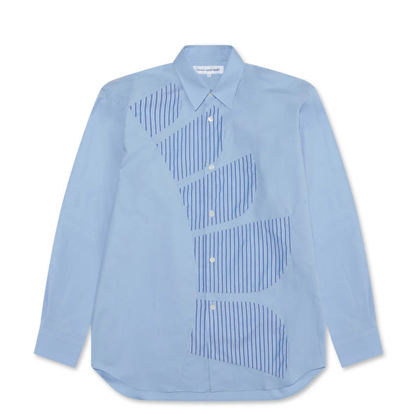 CDG SHIRT - Cotton Poplin Panelled Shirt - (Blue)