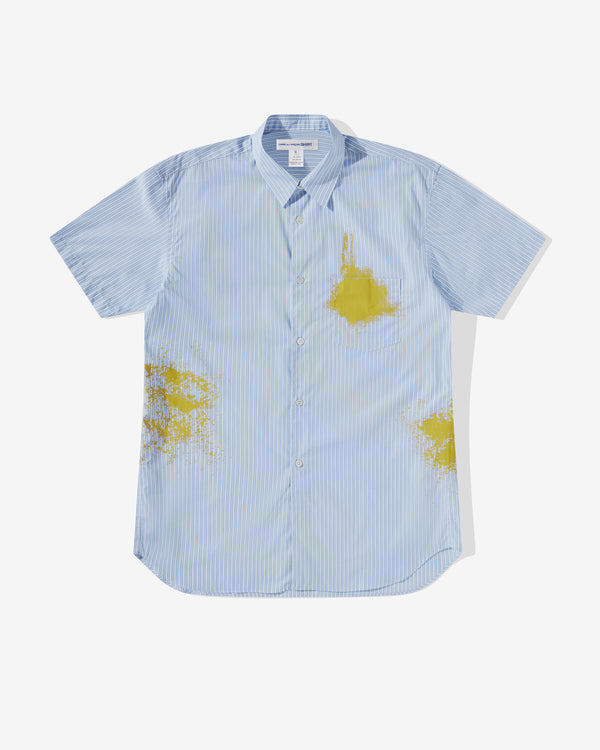 CDG Shirt - Men's Cotton Poplin Garment Printed Short Sleeve Shirt - (Stripe)