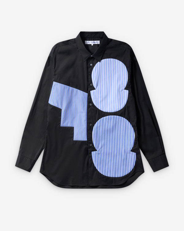 CDG Shirt - Men's Stripe Graphic Shirt - (Black/Blue Stripe)