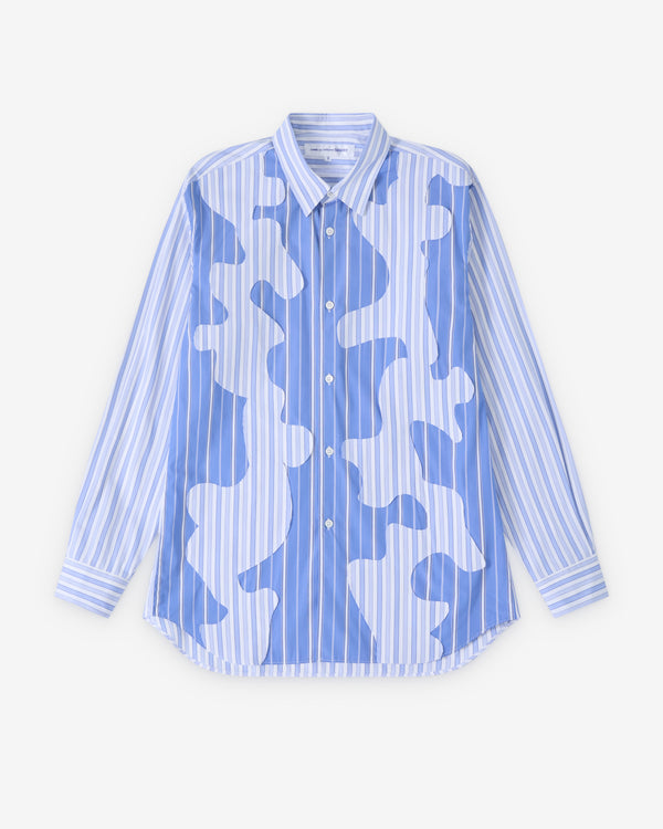 CDG Shirt - Men's Striped Pattern Shirt - (Blue Stripe)