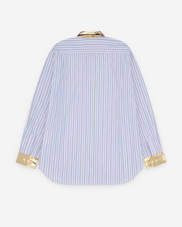 CDG Shirt - Men's Stripe Cotton Poplin X Synthetic Leather - (Gold)