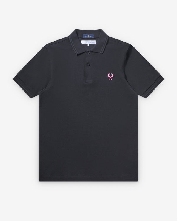 CDG Shirt - Men's Fred Perry Logo Polo Shirt - (Black/Pink)