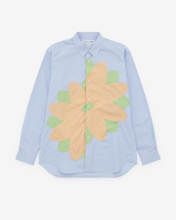 CDG Shirt - Men's Stripe Cotton Poplin - (Blue)